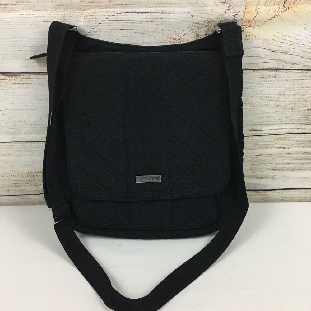 Vera Bradley Crossbody Messenger Quilted Microfiber Black Bag